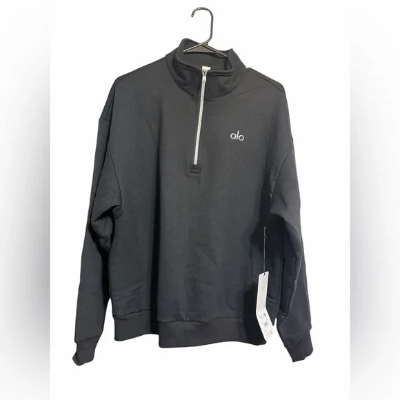 Alo Yoga Accolade 1/4 Zip Pullover Black Size S Oversized BNWT - Picture 3 of 6